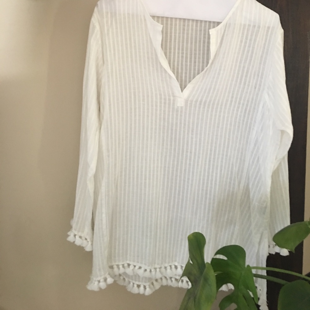 Bohemian white pinstriped blouse